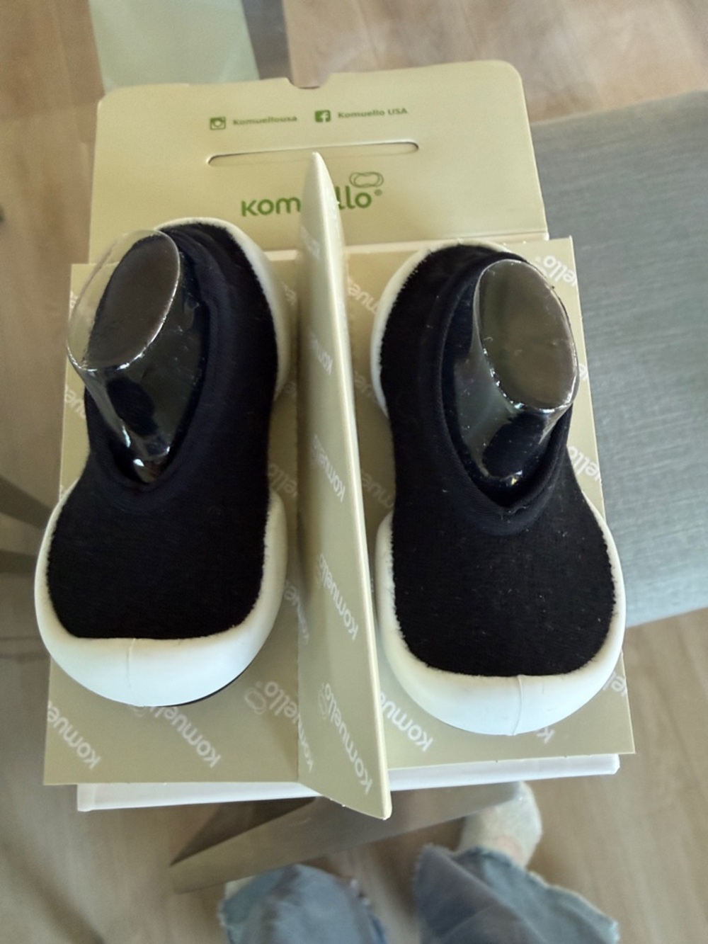 Baby Black Sock Shoes - Size 5